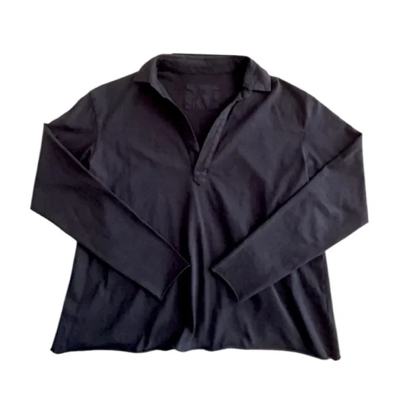 Frank & Eileen Patrick Henley Popover Heritage Jersey Cotton Top in black - Picture 2 of 16